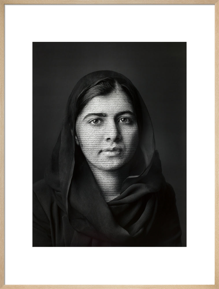 Malala yousafzai portrait print (art print, extra large, natural frame)
