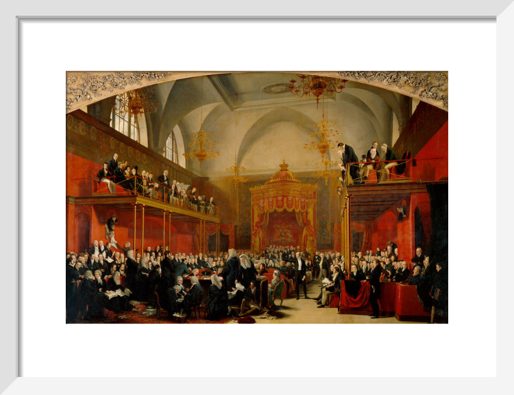 The trial of queen caroline 1820 portrait print (art print, small, white frame)