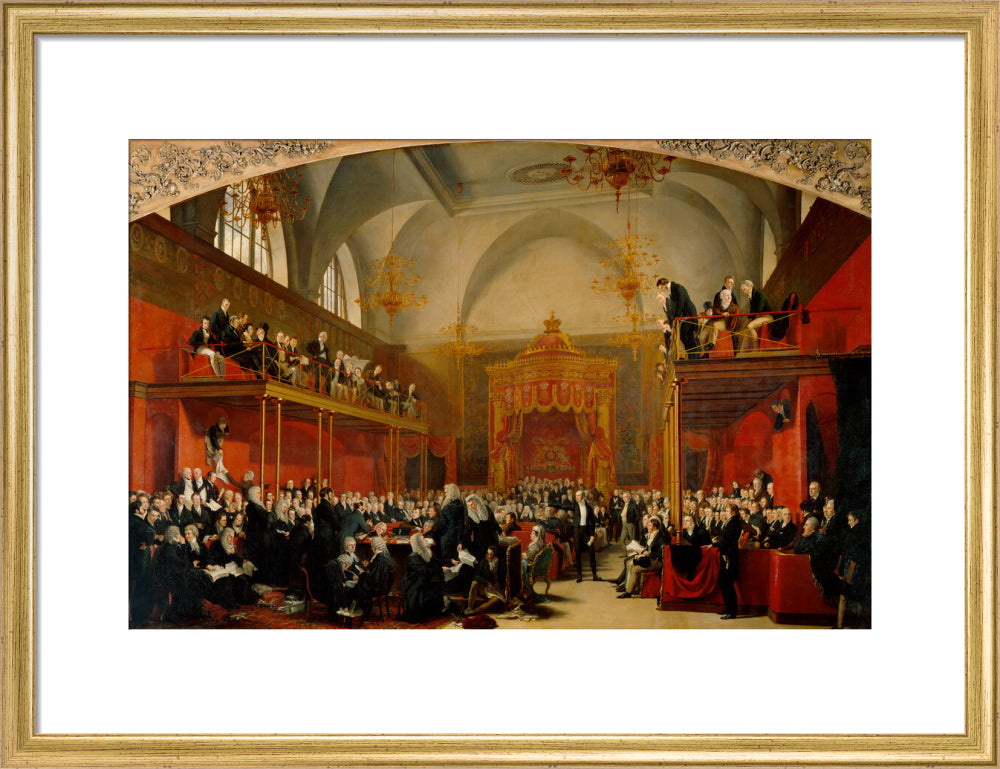 The trial of queen caroline 1820 portrait print (art print, medium, gold frame)
