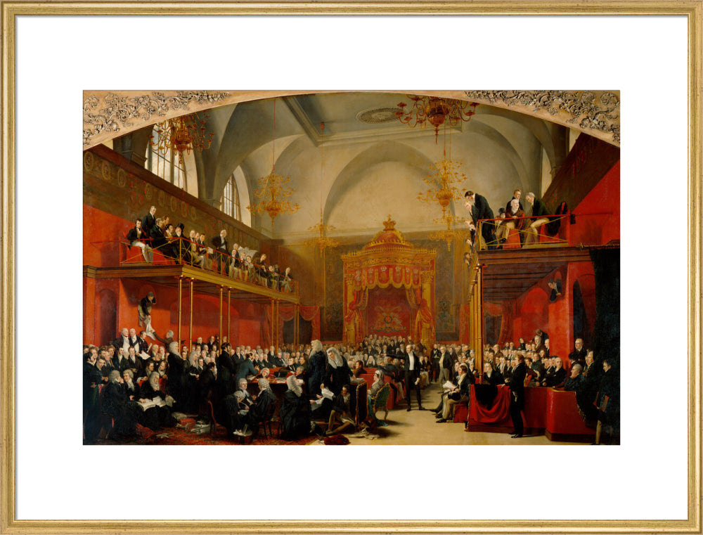 The trial of queen caroline 1820 portrait print (art print, extra large, gold frame)