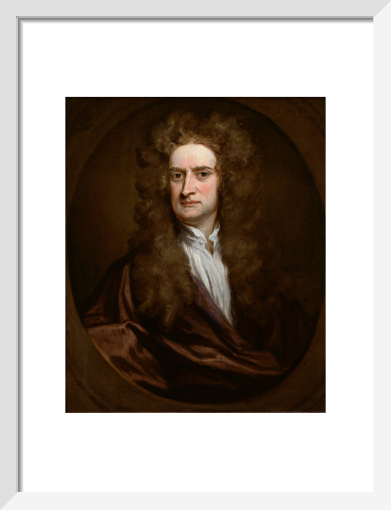Sir isaac newton portrait print (art print, small, white frame)