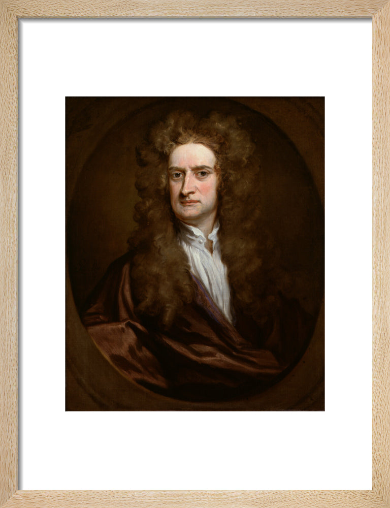 Sir isaac newton portrait print (art print, small, natural frame)