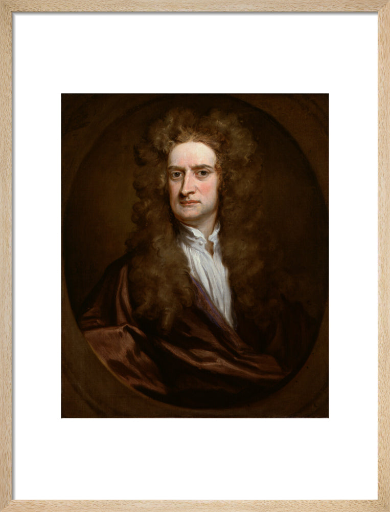 Sir isaac newton portrait print (art print, medium, natural frame)