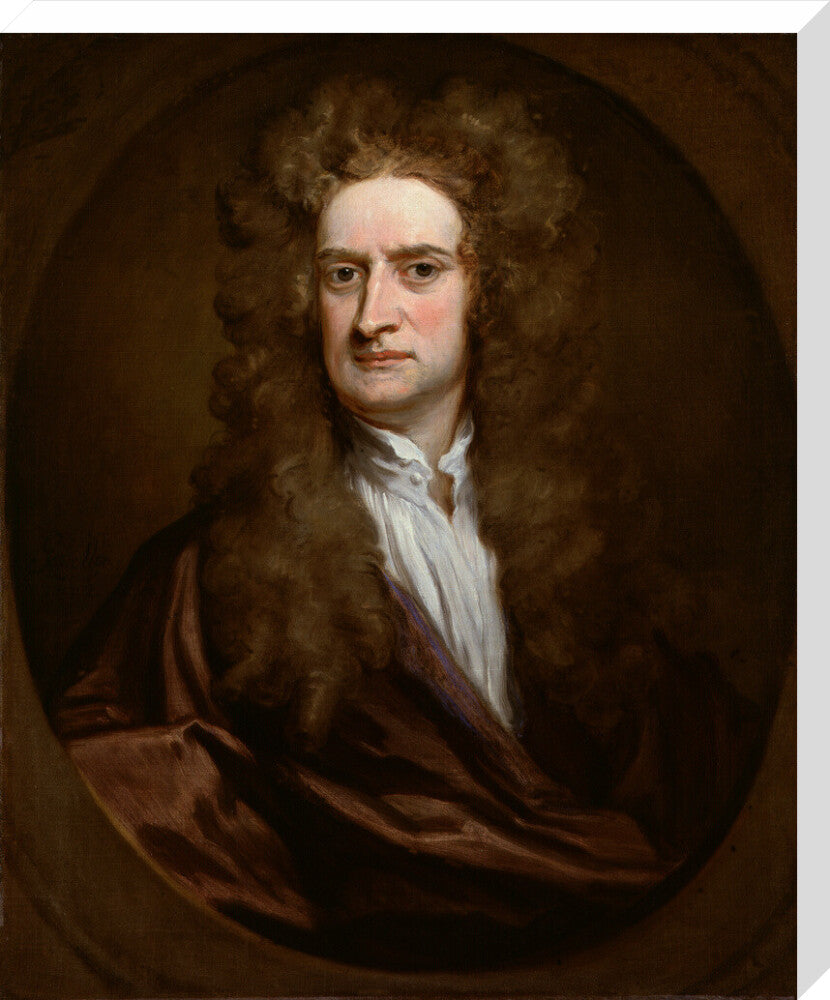 Sir isaac newton portrait print (stretched canvas, large, no frame)