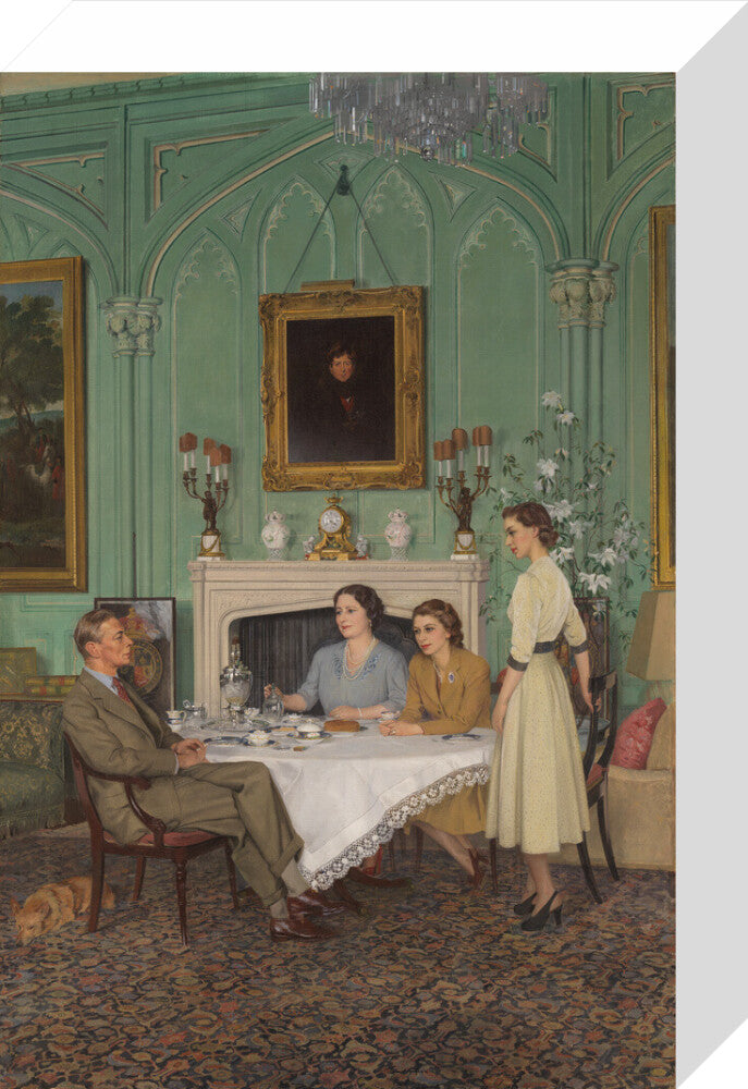 Conversation piece at the royal lodge, windsor portrait print (stretched canvas, small, no frame frame)