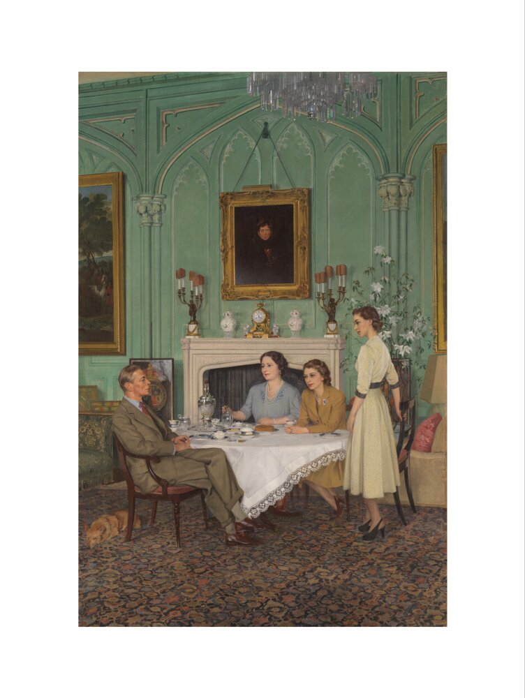 Conversation piece at the royal lodge, windsor portrait print (art print, large, no frame frame)
