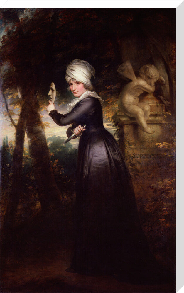 Sarah siddons (née kemble) ('mrs siddons with the emblems of tragedy') portrait print (stretched canvas, extra large, no frame)