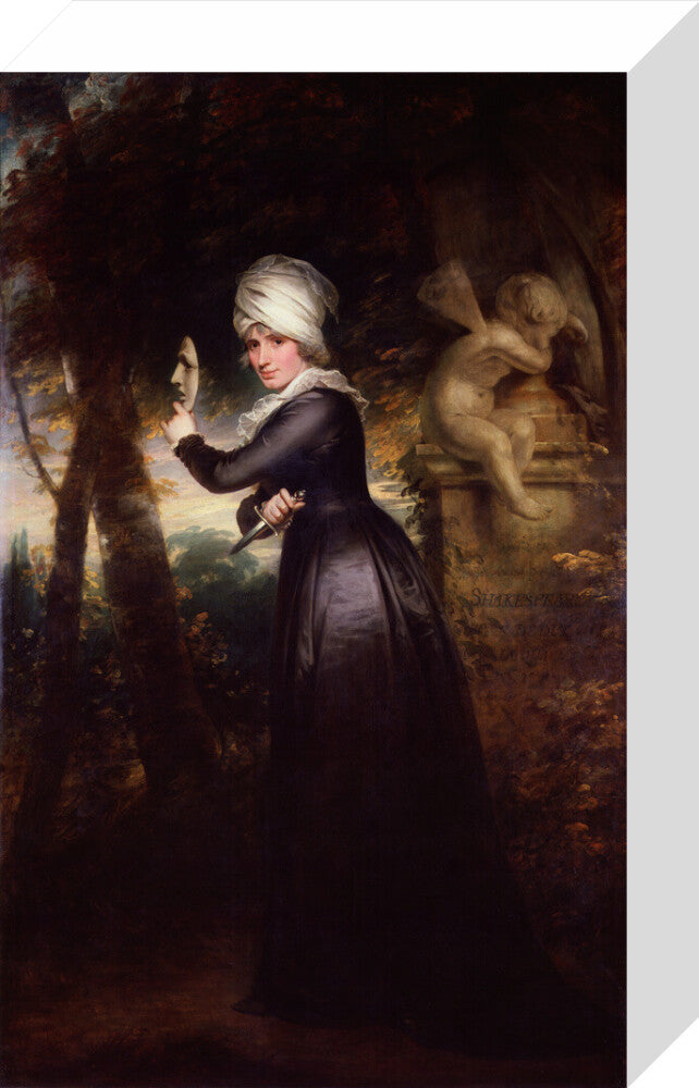 Sarah siddons (née kemble) ('mrs siddons with the emblems of tragedy') portrait print (stretched canvas, small, no frame)