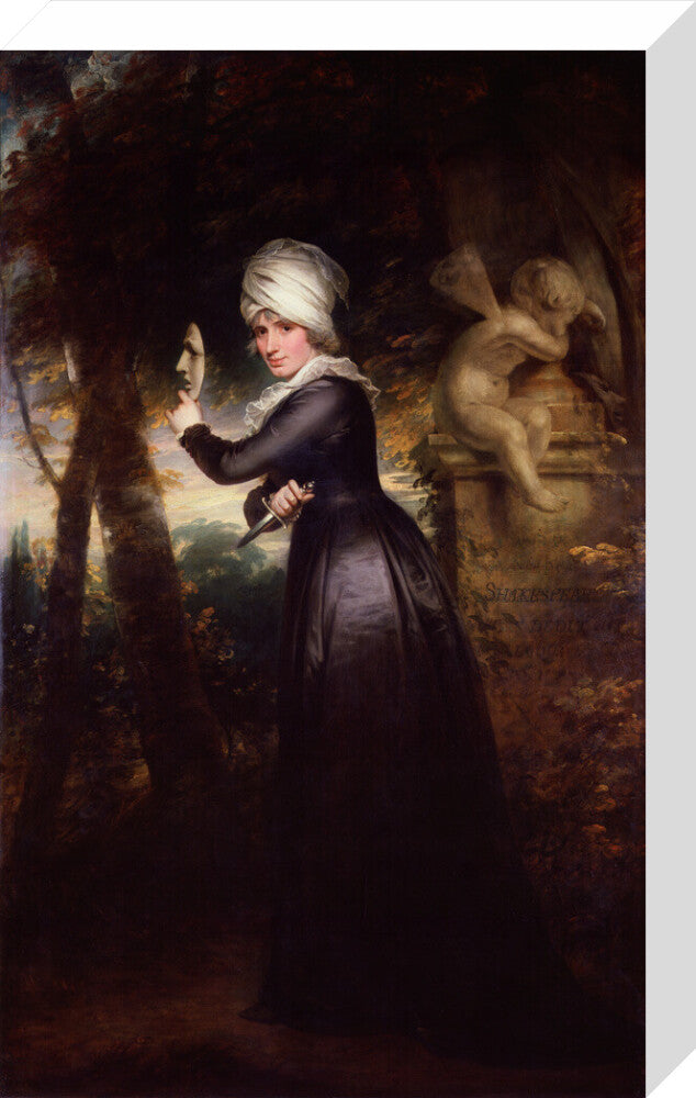 Sarah siddons (née kemble) ('mrs siddons with the emblems of tragedy') portrait print (stretched canvas, medium, no frame)