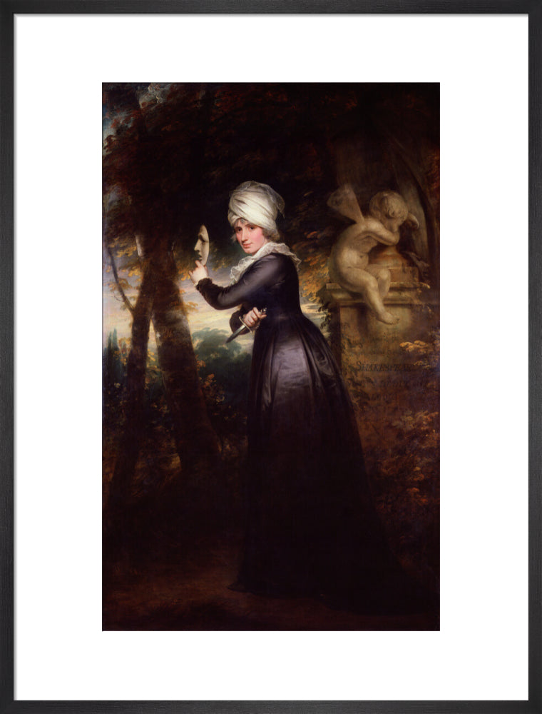 Sarah siddons (née kemble) ('mrs siddons with the emblems of tragedy') portrait print (art print, large, black frame)