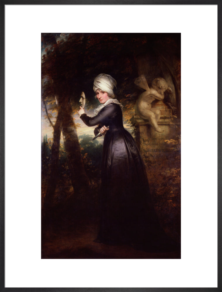 Sarah siddons (née kemble) ('mrs siddons with the emblems of tragedy') portrait print (art print, extra large, black frame)