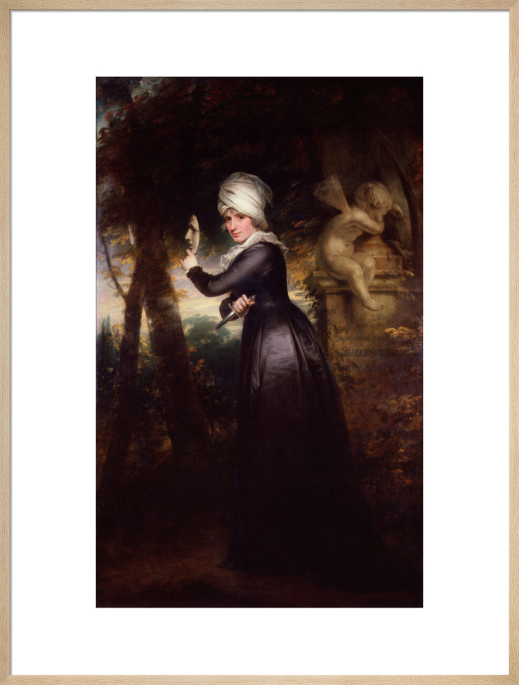 Sarah siddons (née kemble) ('mrs siddons with the emblems of tragedy') portrait print (art print, extra large, natural frame)