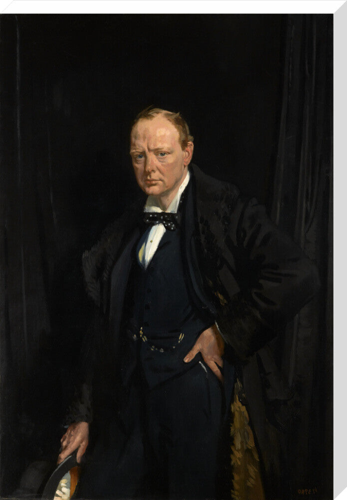 Winston churchill portrait print (stretched canvas, extra large, no frame)