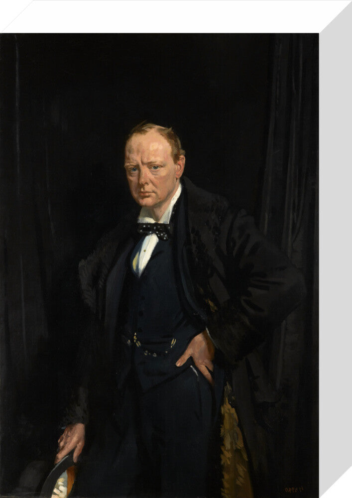 Winston churchill portrait print (stretched canvas, small, no frame)