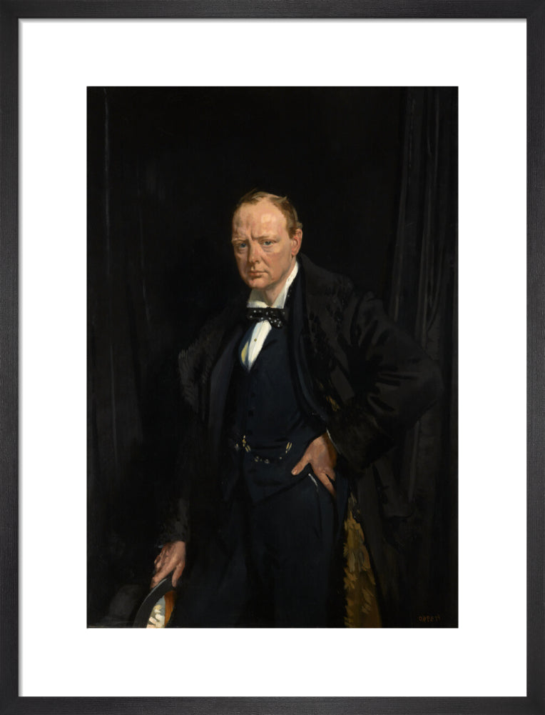 Winston churchill portrait print (art print, medium, black frame)