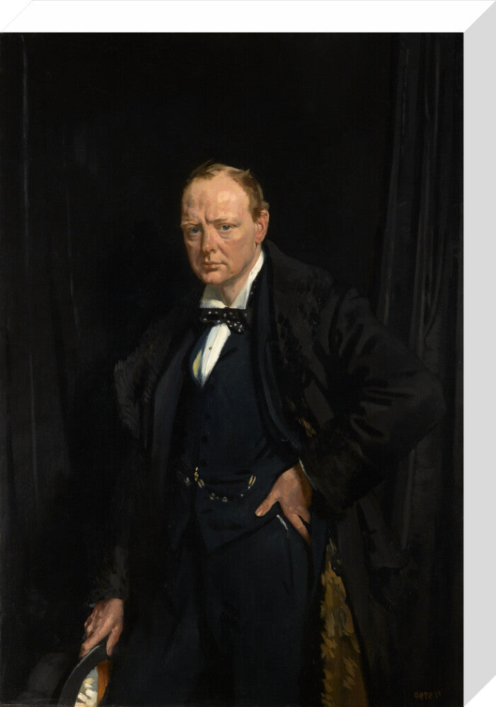 Winston churchill portrait print (stretched canvas, medium, no frame)