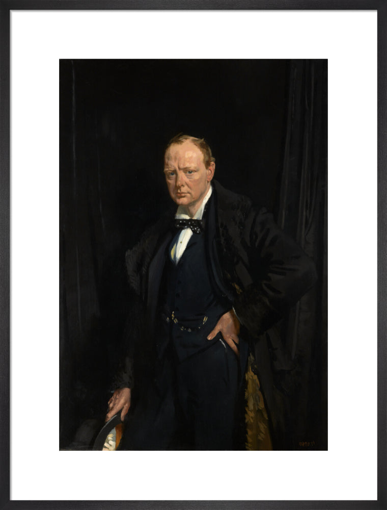 Winston churchill portrait print (art print, large, black frame)