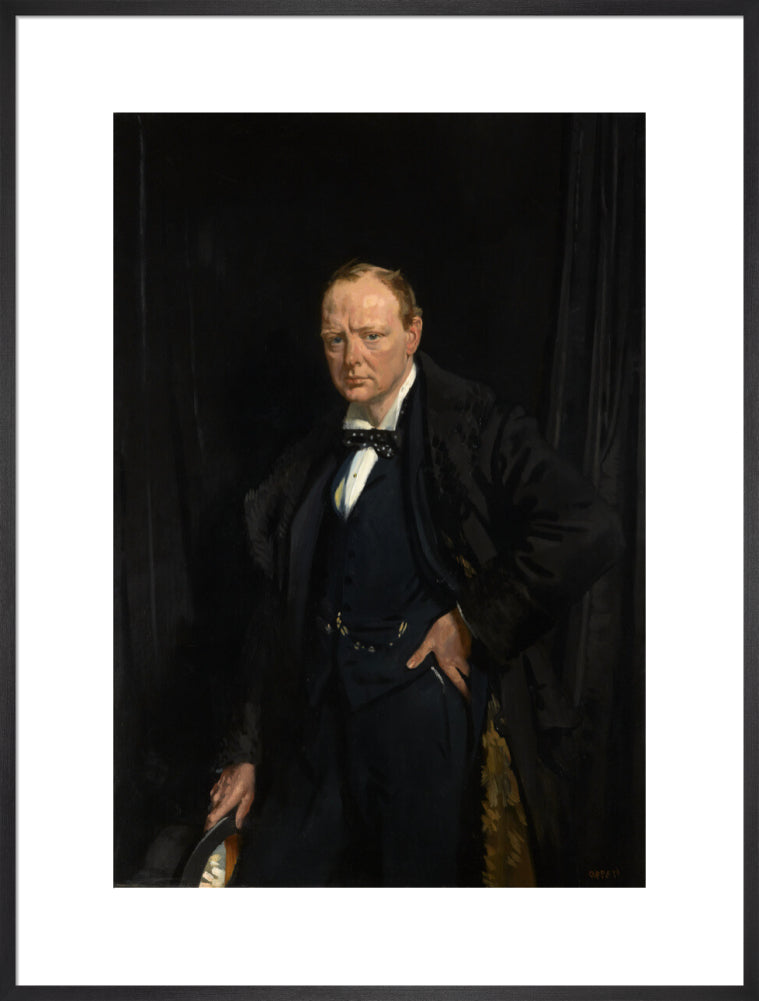 Winston churchill portrait print (art print, extra large, black frame)