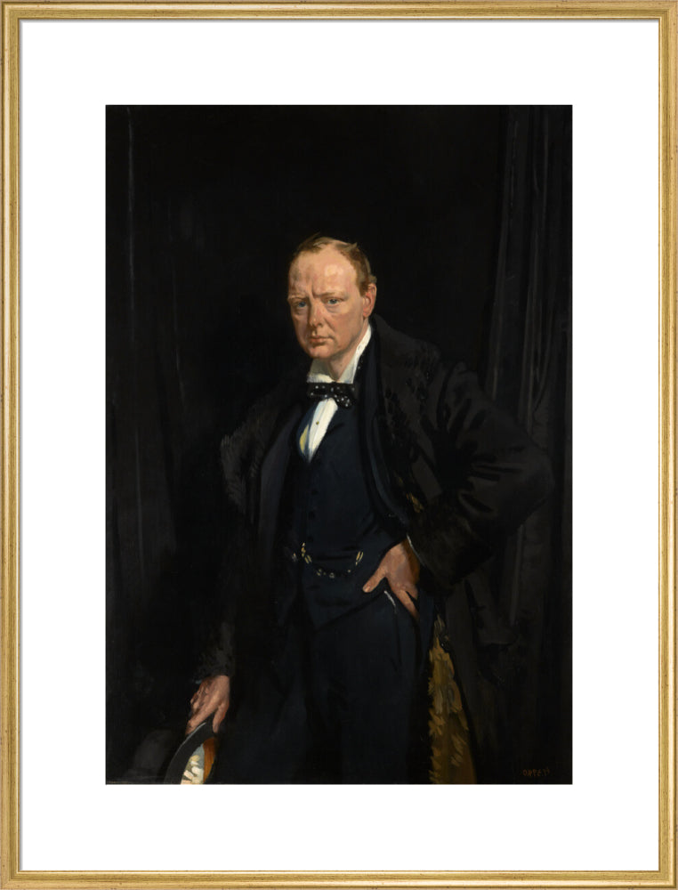 Winston churchill portrait print (art print, extra large, gold frame)
