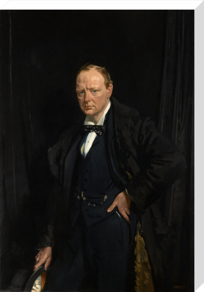 Winston churchill portrait print (stretched canvas, large, no frame)