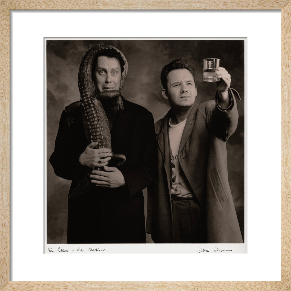 Vic reeves; bob mortimer portrait print (art print, small, natural frame)