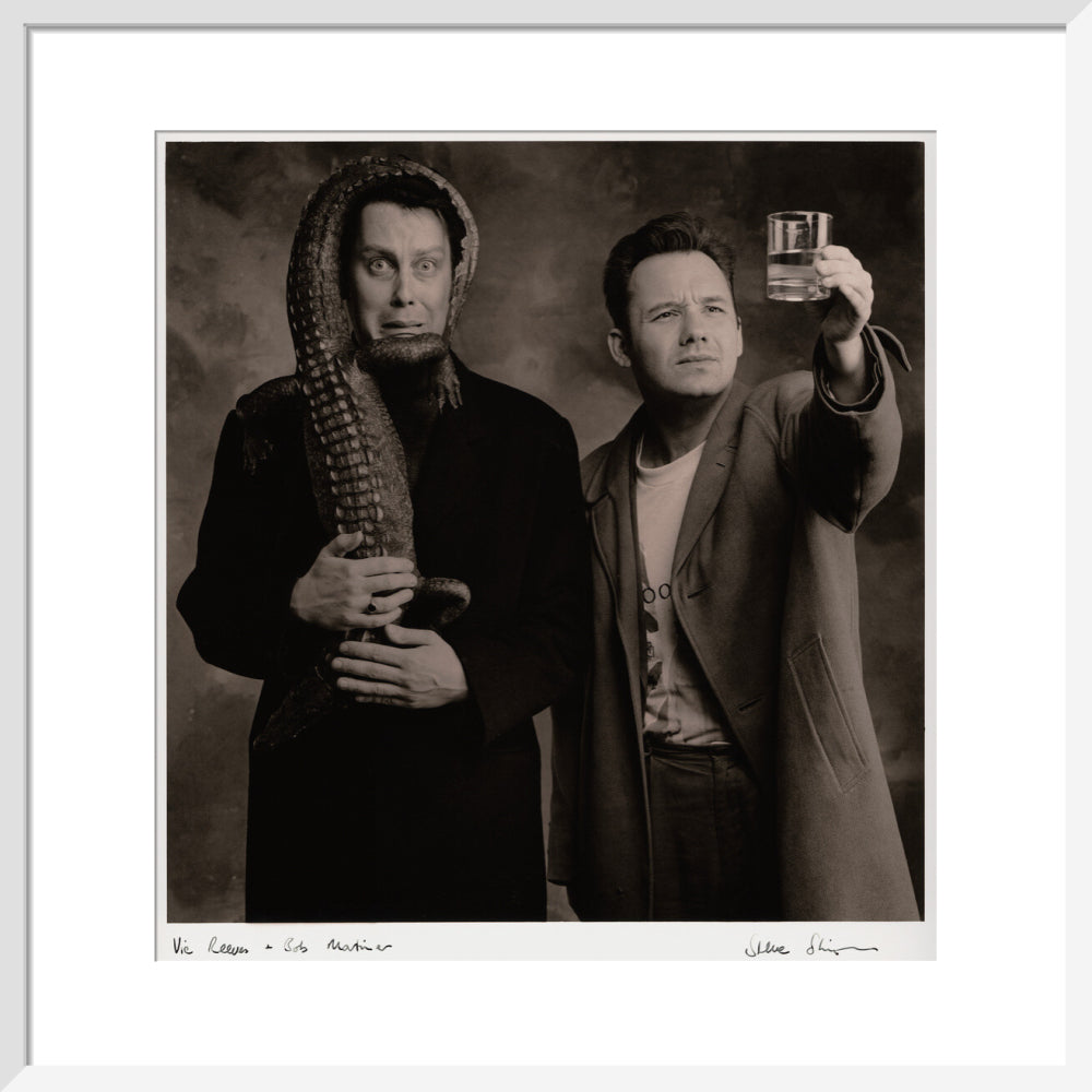 Vic reeves; bob mortimer portrait print (art print, medium, white frame)