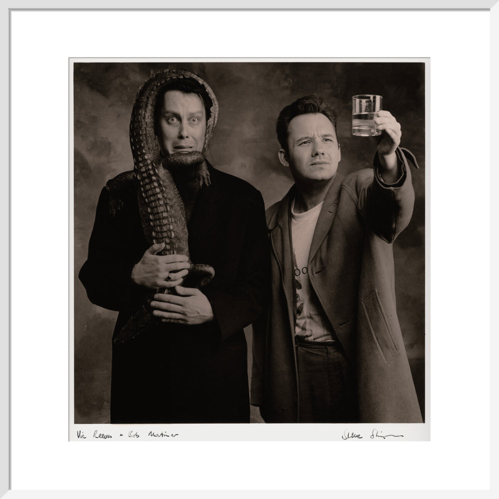 Vic reeves; bob mortimer portrait print (art print, large, white frame)