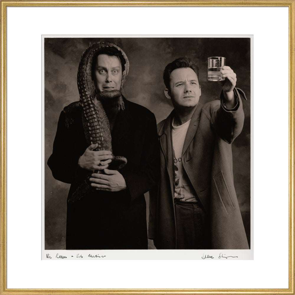 Vic reeves; bob mortimer portrait print (art print, extra large, gold frame)