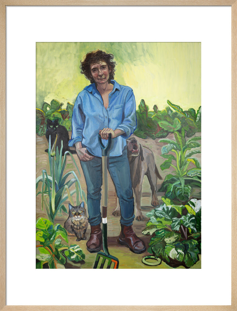 Jeanette winterson portrait print (art print, large, natural frame)