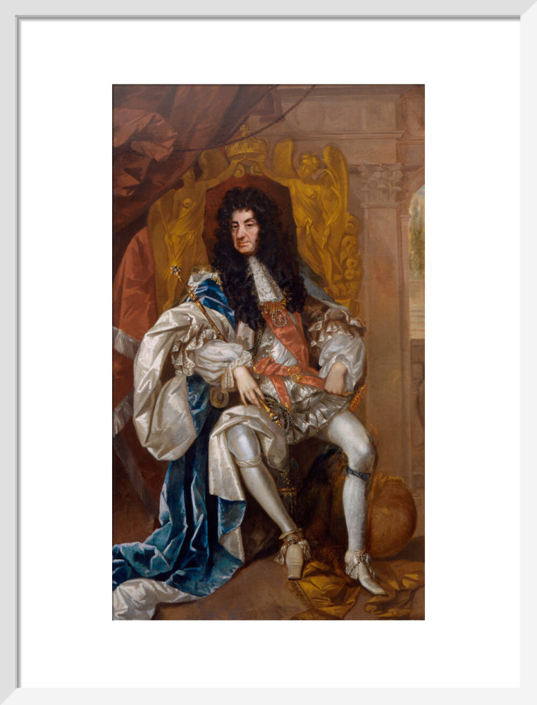 King charles ii portrait print (art print, medium, white frame)