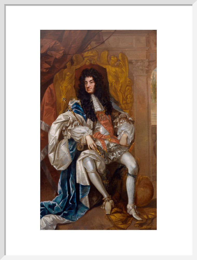 King charles ii portrait print (art print, large, white frame)