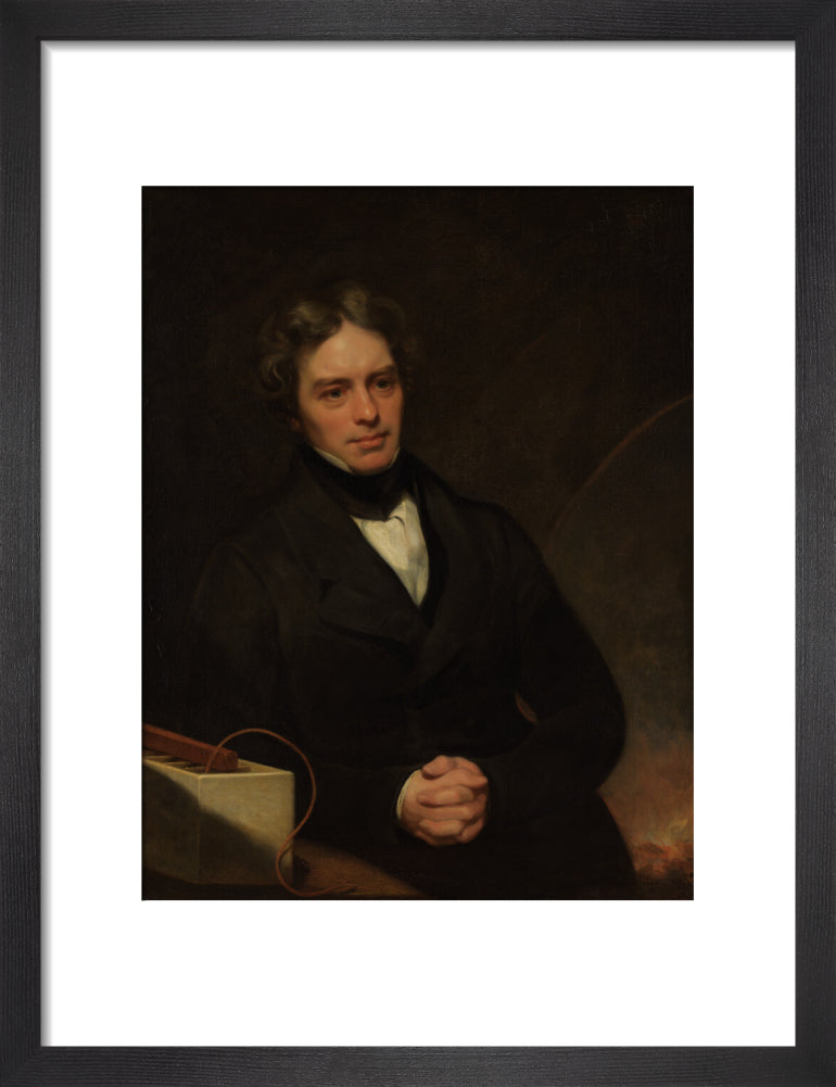 Michael faraday portrait print (art print, small, black frame)