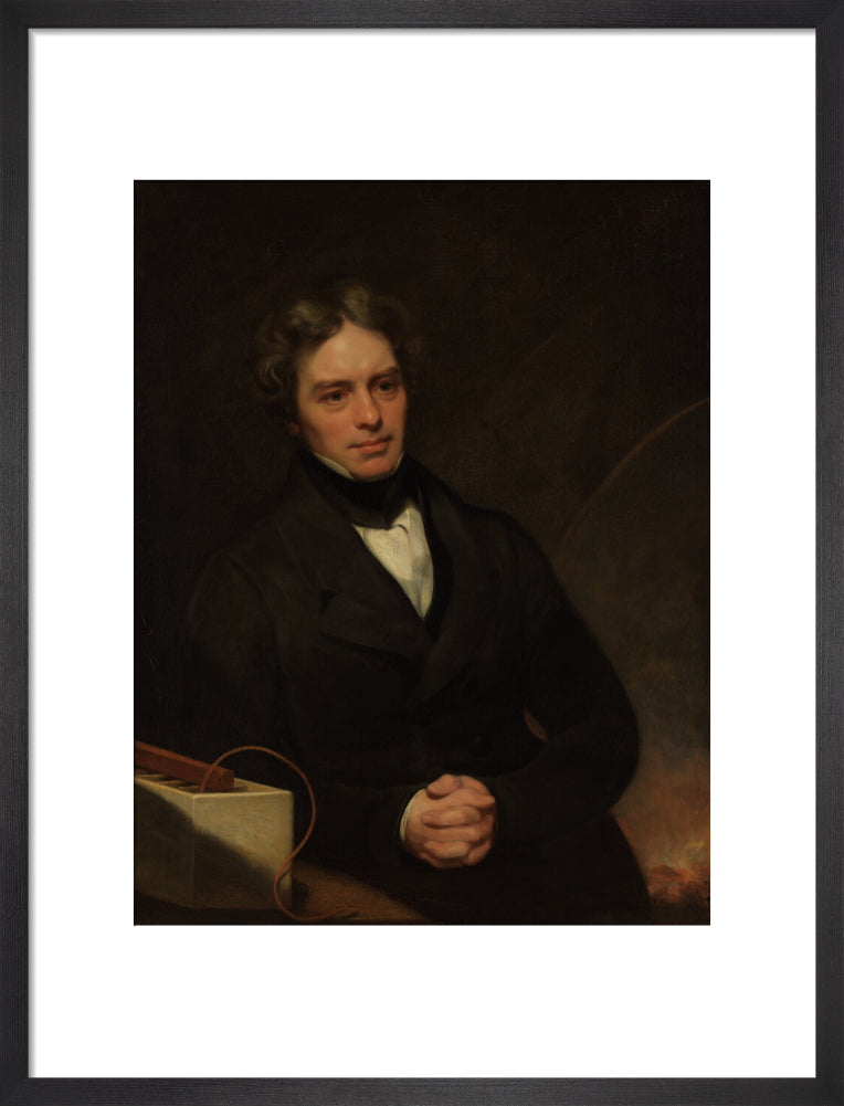 Michael faraday portrait print (art print, medium, black frame)