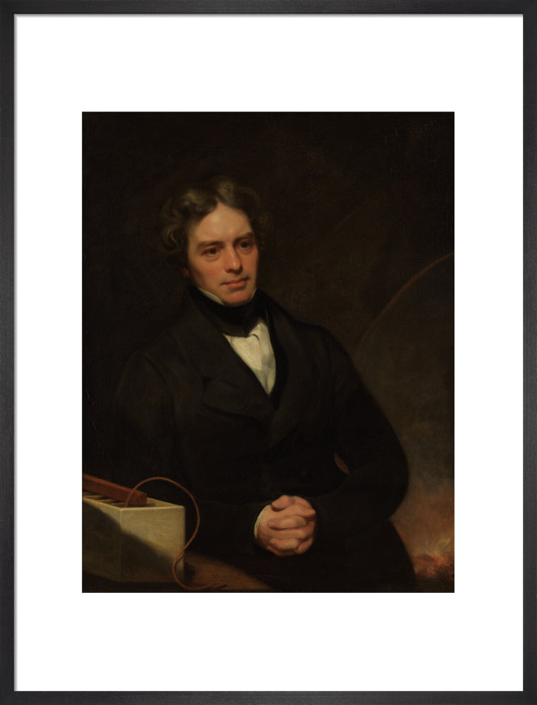 Michael faraday portrait print (art print, large, black frame)