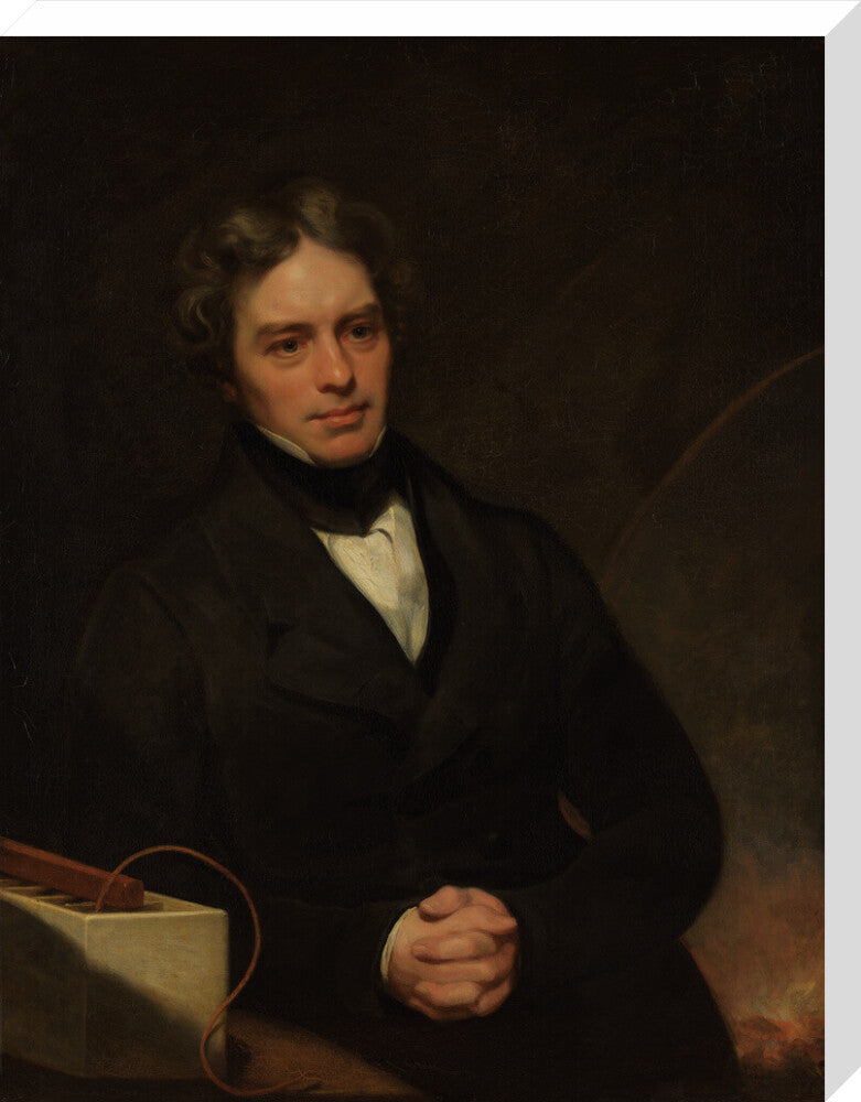 Michael faraday portrait print (stretched canvas, large, no frame)