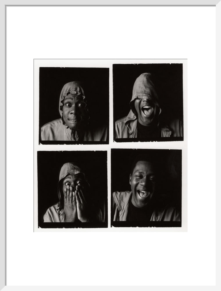 Lenny henry portrait print (art print, large, white frame)