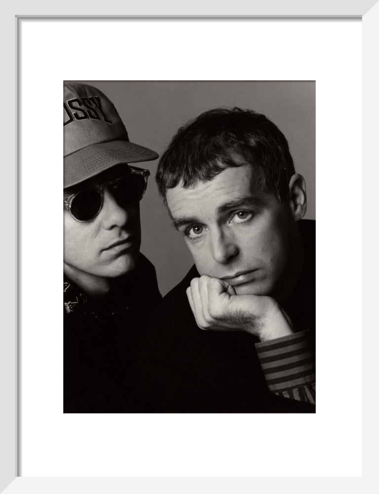 Pet shop boys (chris lowe; neil tennant) portrait print (art print, small, white frame)