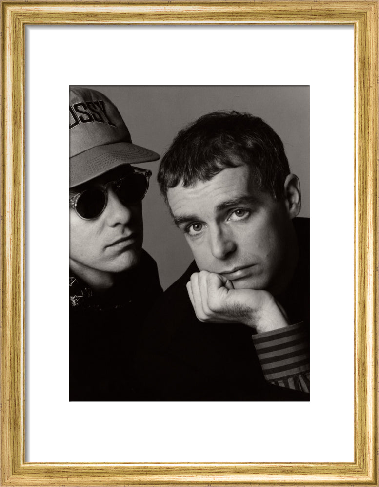 Pet shop boys (chris lowe; neil tennant) portrait print (art print, small, gold frame)