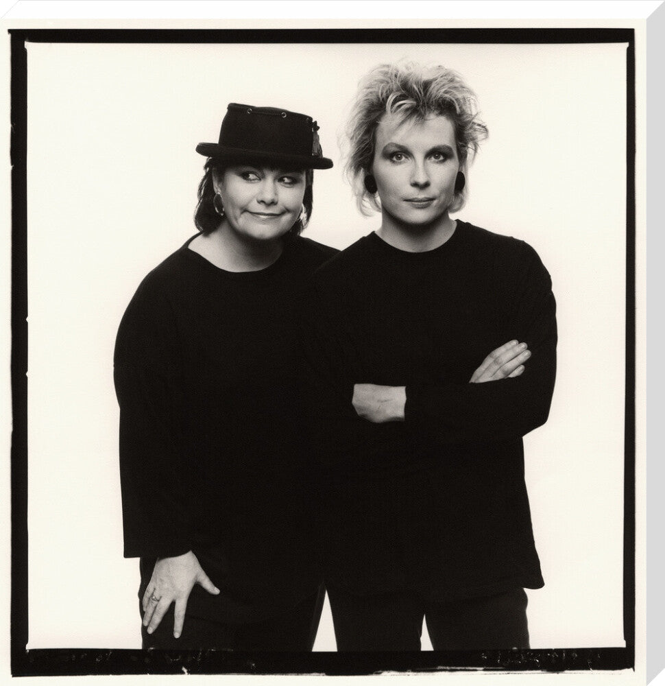 Dawn french; jennifer saunders portrait print (stretched canvas, extra large, no frame)