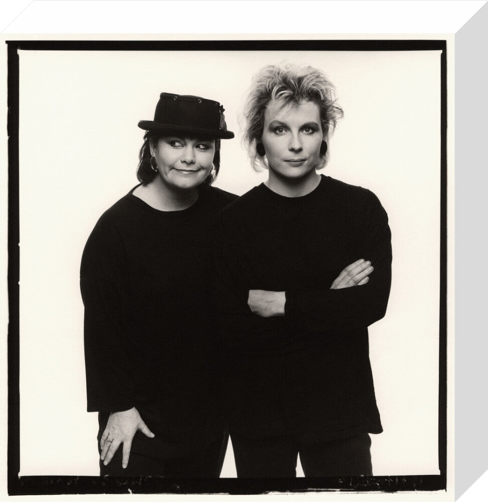 Dawn french; jennifer saunders portrait print (stretched canvas, small, no frame)