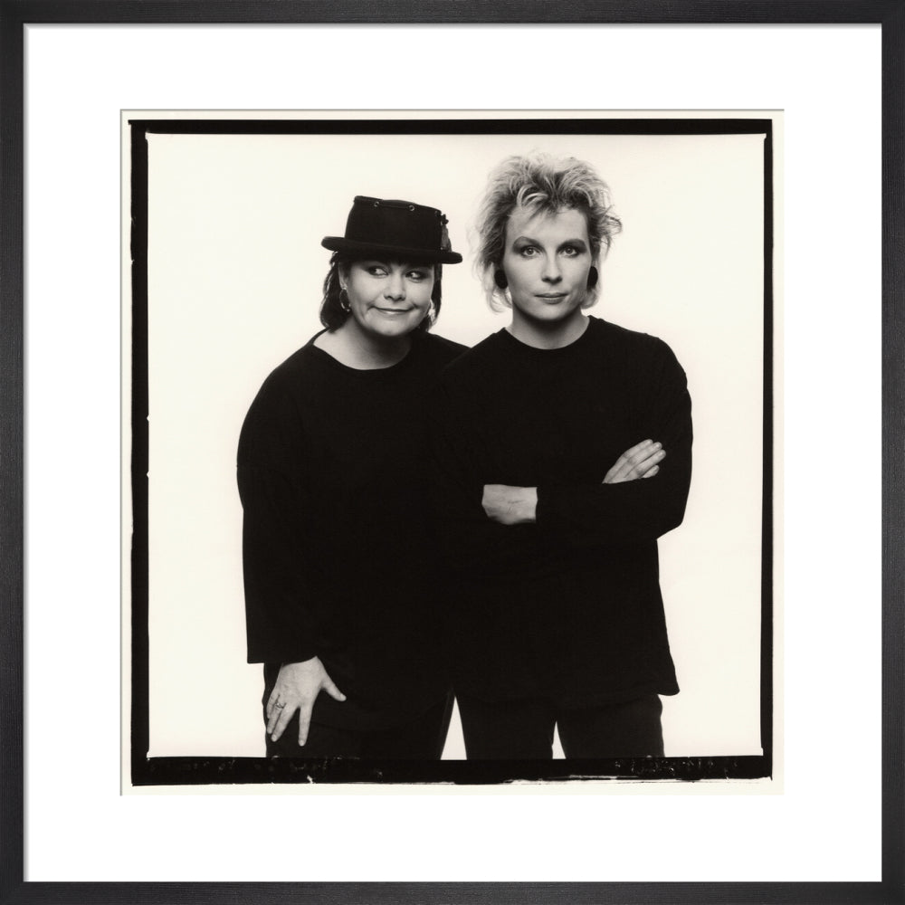 Dawn french; jennifer saunders portrait print (art print, medium, black frame)