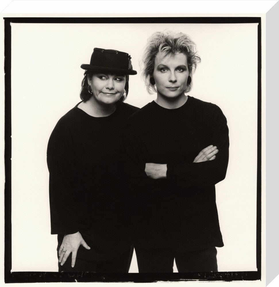 Dawn french; jennifer saunders portrait print (stretched canvas, medium, no frame)