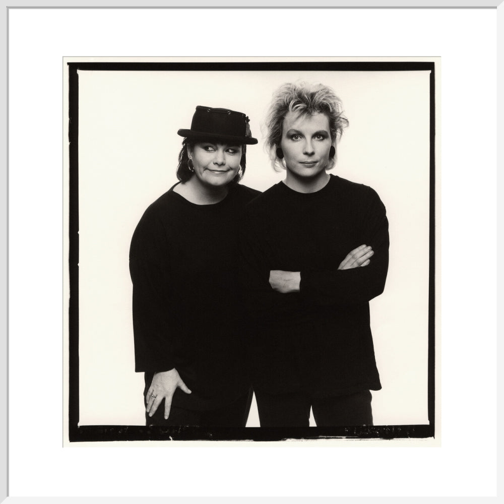 Dawn french; jennifer saunders portrait print (art print, extra large, white frame)