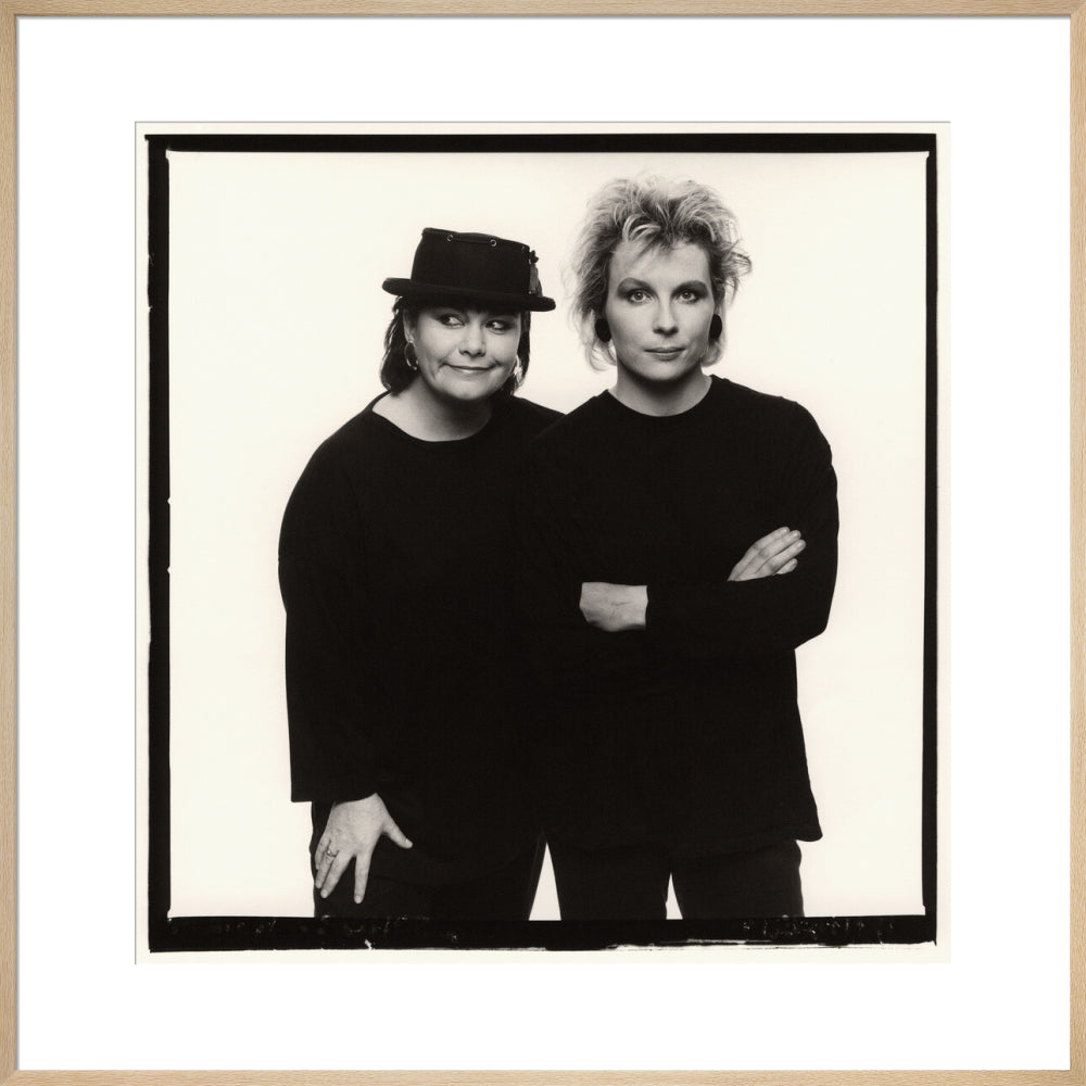 Dawn french; jennifer saunders portrait print (art print, extra large, natural frame)