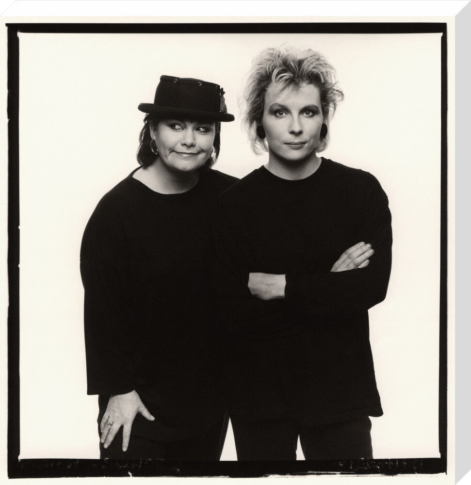 Dawn french; jennifer saunders portrait print (stretched canvas, large, no frame)