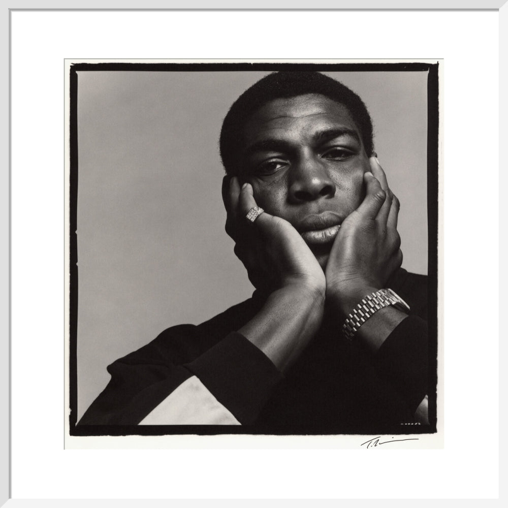 Frank bruno portrait print (art print, large, white frame)