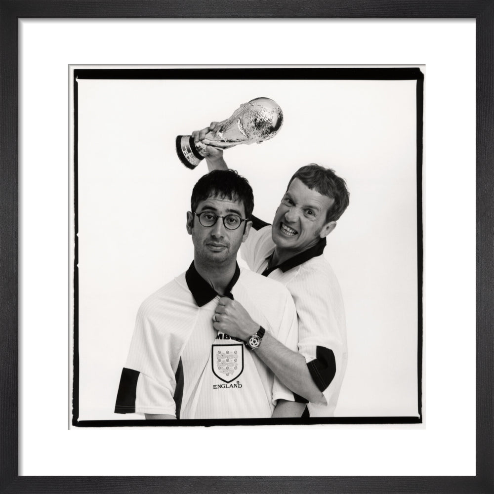 David baddiel; frank skinner portrait print (art print, small, black frame frame)