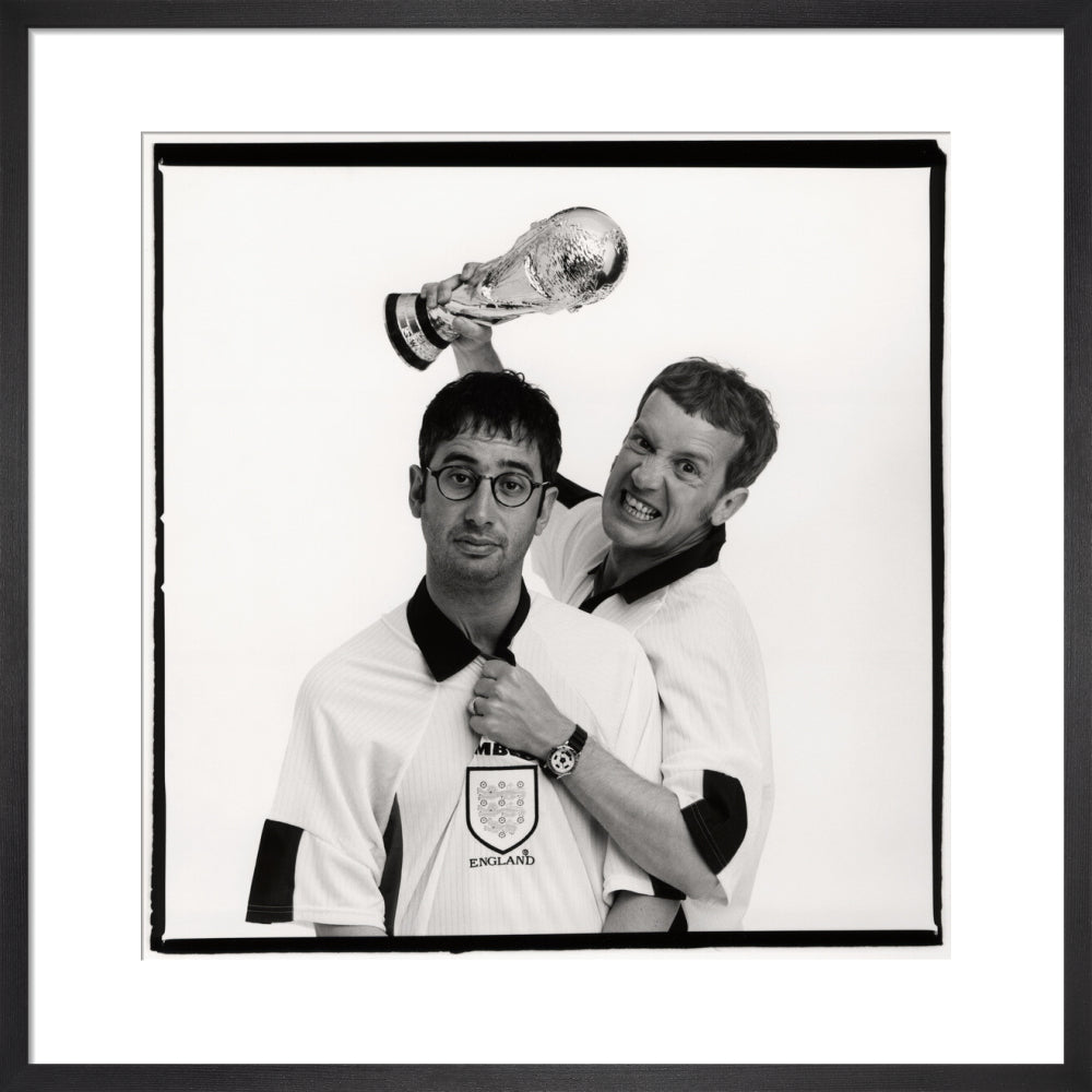 David baddiel; frank skinner portrait print (art print, medium, black frame frame)