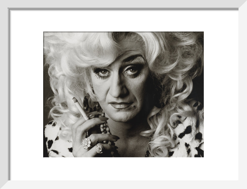 Paul o'grady as lily savage portrait print (art print, small, white frame)