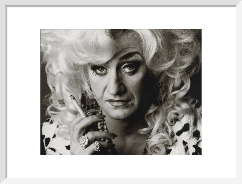 Paul o'grady as lily savage portrait print (art print, medium, white frame)